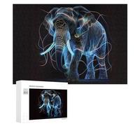 Jigsaw Puzzle 300 PCS for Teenagerss Neon Elephant Artwork Jigsaws for Adults Family Games Hand Speed Race for Birthday, Chrismas 300 PCS