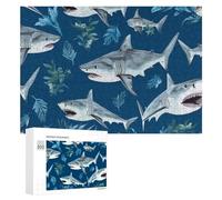 Jigsaw Puzzle 300 PCS for Teenagerss Oceanic Sharks Pattern Jigsaws for Adults Family Games Hand Speed Race for Birthday, Chrismas 300 PCS