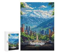 Jigsaw Puzzle 300 PCS for Teenagerss Santiago, Chile Cityscape Puzzles for Adults Family Game Home Decoration for Birthday, Chrismas 300 PCS
