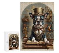 Jigsaw Puzzle 300 PCS for Teenagerss Smart Boston Terrier Teenagers Puzzles DIY Toys Wall Decoration Help The Brain Exercise 300 PCS
