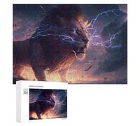 Jigsaw Puzzle 300 PCS for Teenagerss Thundering Lion Storm -1 Puzzle for Adults Relaxing Games Perfect Decoration Deal As Gifts for The Whole Family 300 PCS