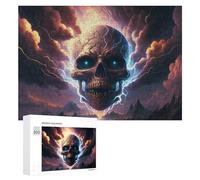 Jigsaw Puzzle 300 PCS for Teenagerss Thundering Skull Stormscape Puzzle for Adults Relaxing Games Perfect Decoration Deal As Gifts for The Whole Family 300 PCS