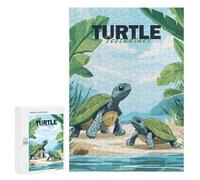 Jigsaw Puzzle 300 PCS for Teenagerss Two Turtles on A Beach Puzzles for Adults Family Game Home Decoration for Birthday, Chrismas 300 PCS