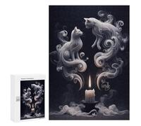 Jigsaw Puzzle 300 PCS for Teenagerss Whispering Cats And Candlelight Jigsaws for Adults Family Games Hand Speed Race for Birthday, Chrismas 300 PCS