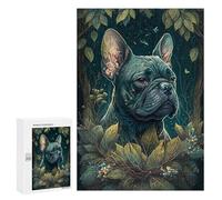 Jigsaw Puzzle 300 PCS French Bulldog Dog Forest Jigsaws for Adults Toy Wall Decor Pattern Assembly Deal As Gifts for The Whole Family 300 PCS