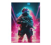 Jigsaw Puzzle 300 PCS Future Soldier in Neon Lights -1 Jigsaw for Adults Toy Wall Decor Staycation Kill Time Unique Birthday And Gifts 300 PCS