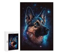 Jigsaw Puzzle 300 PCS Galactic German Shepherd Art Print -5 Jigsaws for Adults Puzzle Birthday Present Difficult And Challenge Challenging Game Gifts 300 PCS