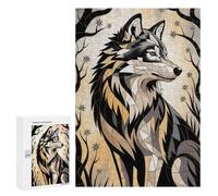 Jigsaw Puzzle 300 PCS Gilded Mosaic - Turquoise Wolf of Celestial Majesty Puzzles for Teenagerss Stress Reliever Educational Challenge Unique Birthday And Gifts 300 PCS