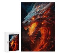 Jigsaw Puzzle 300 PCS Glowing Fire Dragon Adult Puzzles Toy Wall Decor Birthday Present Deal As Gifts for The Whole Family 300 PCS