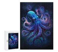 Jigsaw Puzzle 300 PCS Glowing Ocean Octopus Art Print Jigsaw Puzzles for Teenagerss Hand Speed Race Fun Activities at Home Challenging Game And Family Play 300 PCS