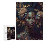 Jigsaw Puzzle 300 PCS Golden Floral Fantasy Portrait Jigsaws for Adults Toy Wall Decor Difficult Hard Unique Gifts for Birthday And Christmas 300 PCS