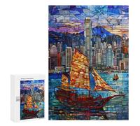 Jigsaw Puzzle 300 PCS Hong Kong Harbor Sunset Adult Puzzles Toy Wall Decor Birthday Present Deal As Gifts for The Whole Family 300 PCS