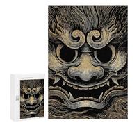 Jigsaw Puzzle 300 PCS Japanese Demon Mask Illustration Adult Puzzles Toy Wall Decor Birthday Present Deal As Gifts for The Whole Family 300 PCS