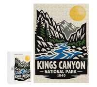 Jigsaw Puzzle 300 PCS Kings Canyon National Park Vintage Poster Jigsaw Puzzles for Teenagerss Hand Speed Race Fun Activities at Home Challenging Game And Family Play 300 PCS