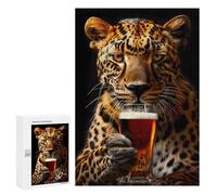 Jigsaw Puzzle 300 PCS Leopard Beer Jigsaws for Adults Toy Wall Decor Pattern Assembly Deal As Gifts for The Whole Family 300 PCS