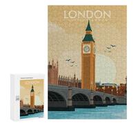 Jigsaw Puzzle 300 PCS London England Travel Print Jigsaws for Adults Toy Wall Decor Pattern Assembly Deal As Gifts for The Whole Family 300 PCS