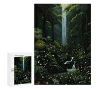 Jigsaw Puzzle 300 PCS Lush Forest Waterfall Scene Jigsaws for Adults Toy Wall Decor Pattern Assembly Deal As Gifts for The Whole Family 300 PCS