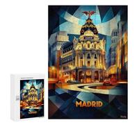 Jigsaw Puzzle 300 PCS Madrid Cubist Elegance - Modern Geometric Cityscape Jigsaws for Adults Toy Wall Decor Pattern Assembly Deal As Gifts for The Whole Family 300 PCS