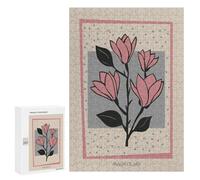 Jigsaw Puzzle 300 PCS Magnolia Flower Mid Century Jigsaws for Adults Puzzle Birthday Present Difficult And Challenge Challenging Game Gifts 300 PCS