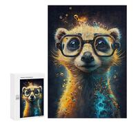 Jigsaw Puzzle 300 PCS Meerkat with Glasses Art Print Jigsaw Puzzles for Teenagerss Hand Speed Race Fun Activities at Home Challenging Game And Family Play 300 PCS