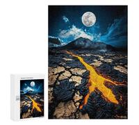 Jigsaw Puzzle 300 PCS Molten Night Lava Flow Beneath A Full Moon Jigsaws for Adults Toy Wall Decor Pattern Assembly Deal As Gifts for The Whole Family 300 PCS
