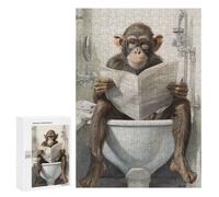 Jigsaw Puzzle 300 PCS Monkey on Toilet Jigsaws for Adults Toy Wall Decor Pattern Assembly Deal As Gifts for The Whole Family 300 PCS