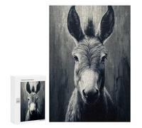 Jigsaw Puzzle 300 PCS Monochrome Donkey Portrait Jigsaws for Adults Puzzle Birthday Present Difficult And Challenge Challenging Game Gifts 300 PCS
