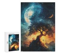 Jigsaw Puzzle 300 PCS Mystical Tree Under Moon Jigsaws for Adults Toy Wall Decor Pattern Assembly Deal As Gifts for The Whole Family 300 PCS