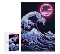 Jigsaw Puzzle 300 PCS Naon Japan Wave in Moon Jigsaws for Adults Toy Wall Decor Difficult Hard Unique Gifts for Birthday And Christmas 300 PCS