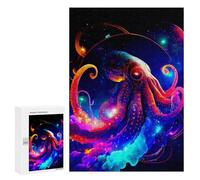Jigsaw Puzzle 300 PCS Neon Octopus in Space Jigsaws for Adults Toy Wall Decor Difficult Hard Unique Gifts for Birthday And Christmas 300 PCS