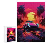 Jigsaw Puzzle 300 PCS Neon Sunset Road Trip -1 Jigsaw Puzzles for Teenagerss Hand Speed Race Fun Activities at Home Challenging Game And Family Play 300 PCS