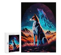Jigsaw Puzzle 300 PCS Neon Wolf in Mountainscape Jigsaws for Adults Toy Wall Decor Difficult Hard Unique Gifts for Birthday And Christmas 300 PCS