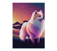Jigsaw Puzzle 300 PCS Neon Wolf in Twilight Jigsaw for Adults Toy Wall Decor Staycation Kill Time Unique Birthday And Gifts 300 PCS