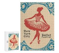 Jigsaw Puzzle 300 PCS New York City Ballet Festival Poster Puzzles for Teenagerss Stress Reliever Educational Challenge Unique Birthday And Gifts 300 PCS