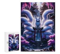 Jigsaw Puzzle 300 PCS Nine-tailed Fox in Japanese Landscape Jigsaws for Adults Puzzle Birthday Present Difficult And Challenge Challenging Game Gifts 300 PCS