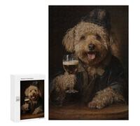 Jigsaw Puzzle 300 PCS Poodle Holding A Beer Jigsaws for Adults Toy Wall Decor Difficult Hard Unique Gifts for Birthday And Christmas 300 PCS