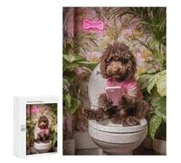 Jigsaw Puzzle 300 PCS Poodle on Toilet with Phone-2 Adult Jigsaw Puzzles Enhance Memory Parent-child Interaction Brainteaser Family Games 300 PCS