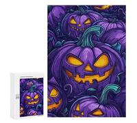 Jigsaw Puzzle 300 PCS Purple Halloween Pumpkins Jigsaws for Adults Toy Wall Decor Pattern Assembly Deal As Gifts for The Whole Family 300 PCS