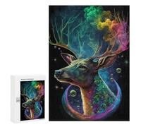 Jigsaw Puzzle 300 PCS Rainbow Deer in Space Jigsaws for Adults Anti-Stress Toys Staycation Kill Time Help The Brain Exercise 300 PCS