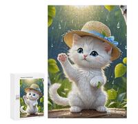 Jigsaw Puzzle 300 PCS Rainy Day Kitten Adventure Jigsaw Puzzles for Teenagerss Hand Speed Race Fun Activities at Home Challenging Game And Family Play 300 PCS