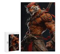 Jigsaw Puzzle 300 PCS Samurai Tiger Warrior Statue Puzzles for Teenagerss Stress Reliever Educational Challenge Unique Birthday And Gifts 300 PCS