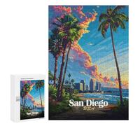 Jigsaw Puzzle 300 PCS San Diego Sunset Jigsaws for Adults Toy Wall Decor Pattern Assembly Deal As Gifts for The Whole Family 300 PCS