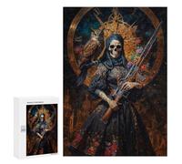 Jigsaw Puzzle 300 PCS Santa Muerte with Owl And Rifle Jigsaws for Adults Toy Wall Decor Pattern Assembly Deal As Gifts for The Whole Family 300 PCS