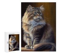 Jigsaw Puzzle 300 PCS Siberian Cat Oil Paint Jigsaws for Adults Toy Wall Decor Pattern Assembly Deal As Gifts for The Whole Family 300 PCS