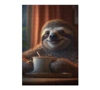 Jigsaw Puzzle 300 PCS Sloth Morning Coffee Jigsaw for Adults Toy Wall Decor Staycation Kill Time Unique Birthday And Gifts 300 PCS