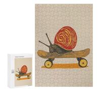 Jigsaw Puzzle 300 PCS Snail Skateboarding Retro Jigsaws for Adults Puzzle Birthday Present Difficult And Challenge Challenging Game Gifts 300 PCS