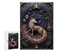 Jigsaw Puzzle 300 PCS Steampunk Red Fox Art Deco Puzzles for Teenagerss Stress Reliever Educational Challenge Unique Birthday And Gifts 300 PCS