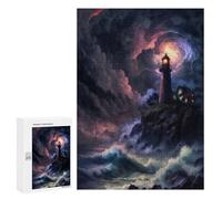 Jigsaw Puzzle 300 PCS Stormy Lighthouse Jigsaws for Adults Anti-Stress Toys Staycation Kill Time Help The Brain Exercise 300 PCS