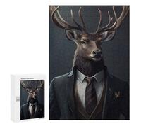 Jigsaw Puzzle 300 PCS Stylish Deer in Suit Adult Puzzles Toy Wall Decor Birthday Present Deal As Gifts for The Whole Family 300 PCS