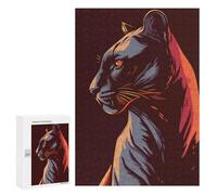 Jigsaw Puzzle 300 PCS Stylized Black Panther Portrait Adult Puzzles Toy Wall Decor Birthday Present Deal As Gifts for The Whole Family 300 PCS